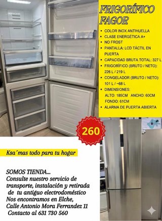 Frigorífico Fagor Inox Antihuellas A+