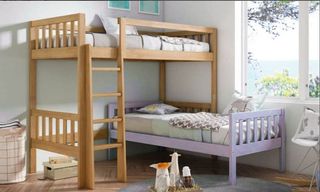 LITERA EN L MACIZA MADERA NATURAL FUTURE.