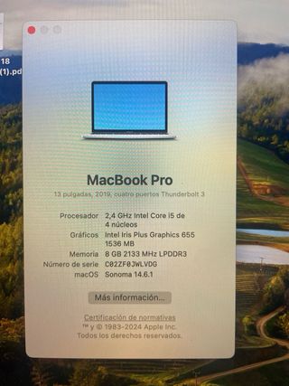 MacBook Pro 13” 2019 Touch Bar Gris Espacial