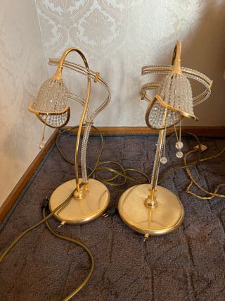 Coppia lampade cristallo e oro