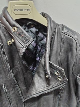 Chaqueta Cuero Negra Hombre