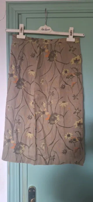 Gonna Lino Floreale Beige