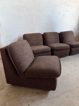Juego de 4 sillones modulares marrones