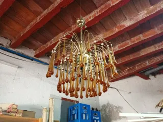 Lámpara de comedor lágrimas cristal ámbar