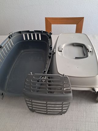 Transportín gato/perro beige y gris