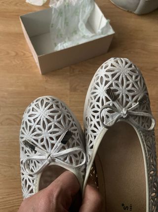 ZAPATOS PITILLOS MUJER PLATA CUÑA T 41 NUEVOS