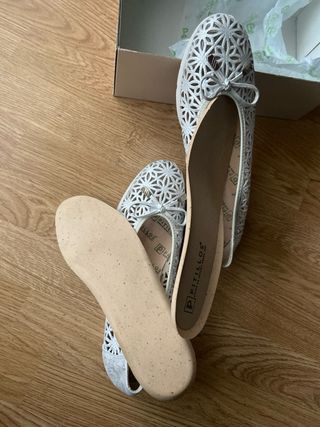 ZAPATOS PITILLOS MUJER PLATA CUÑA T 41 NUEVOS