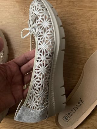 ZAPATOS PITILLOS MUJER PLATA CUÑA T 41 NUEVOS