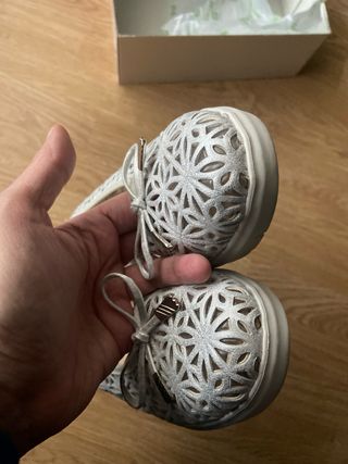ZAPATOS PITILLOS MUJER PLATA CUÑA T 41 NUEVOS