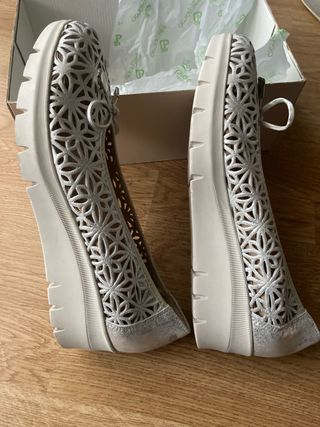 ZAPATOS PITILLOS MUJER PLATA CUÑA T 41 NUEVOS