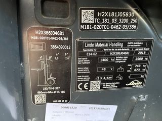 Carretilla Elevadora Linde E14-02 Año 2018