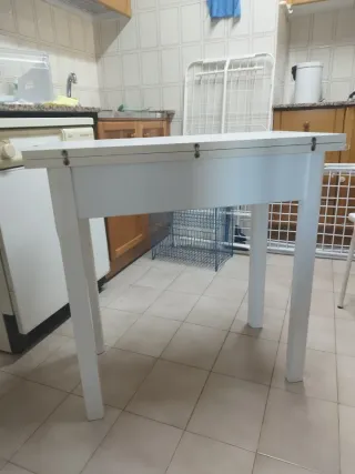 Mesita cocina plegable blanca