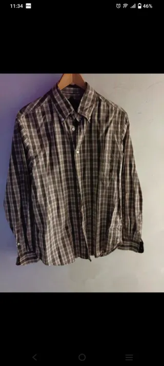Camicia uomo a quadri marrone e multi