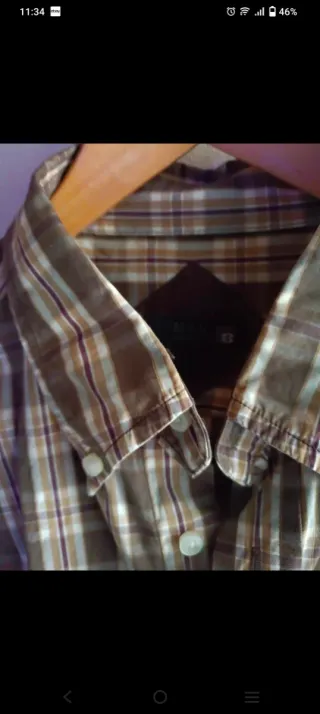 Camicia uomo a quadri marrone e multi