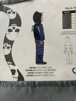 Disfraz murciélago bebé niño 5-6 años