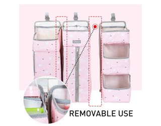 Organizador de cuna rosa con corazones