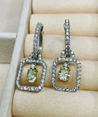 Pendientes Oro Blanco y Brillantes
