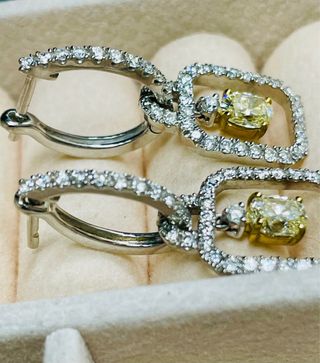 Pendientes Oro Blanco y Brillantes