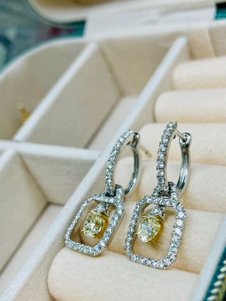 Pendientes Oro Blanco y Brillantes