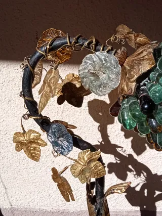 Antigua lámpara de mesa, cristal Murano racimos