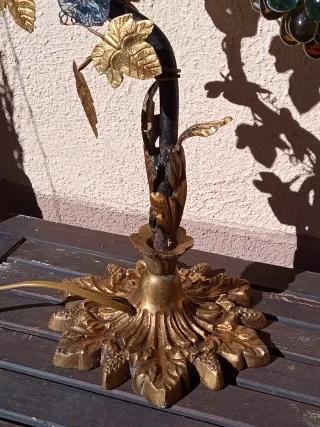 Antigua lámpara de mesa, cristal Murano racimos