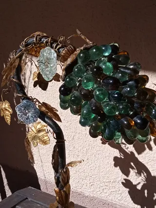 Antigua lámpara de mesa, cristal Murano racimos