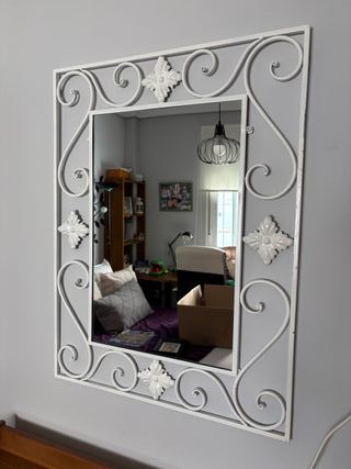 Espejo de forja blanco y gris