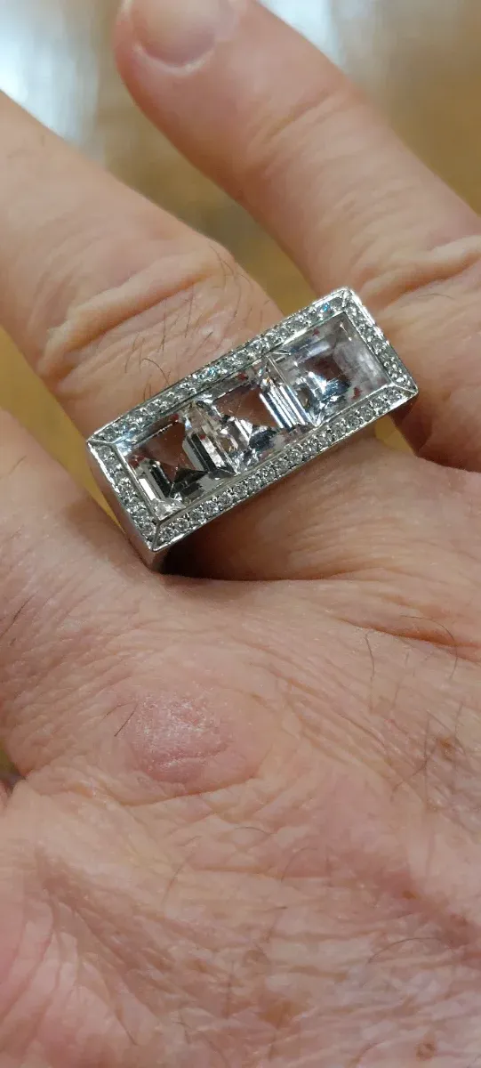 Sortija Platino y Diamantes Talla Rectangular