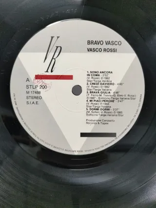 Vasco Rossi "Bravo Vasco" LP Vinile 1988