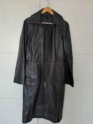 Abrigo Piel Ovino Negro Talla 44 Mujer Largo 100cm