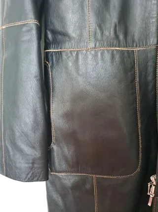 Abrigo Piel Ovino Negro Talla 44 Mujer Largo 100cm