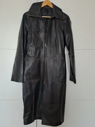 Abrigo Piel Ovino Negro Talla 44 Mujer Largo 100cm