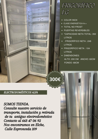 Frigorífico LG Inox A+ No Frost 377L