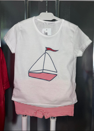 Conjunto niño bañador y camiseta barco (T.18M Y 3A