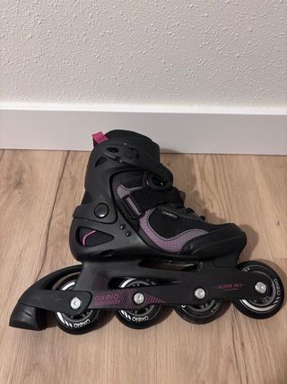 Patines +bolsa+rodilleras Oxelo negros y rosas