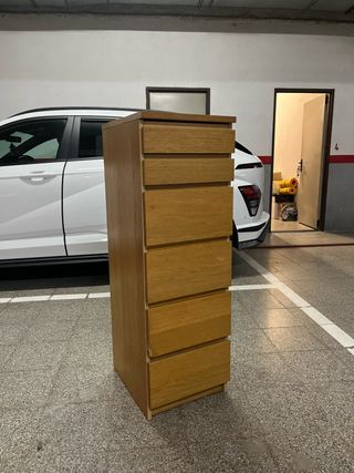 Cómoda alta madera 6 cajones