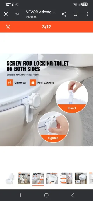 Asiento elevador VEVOR para inodoro