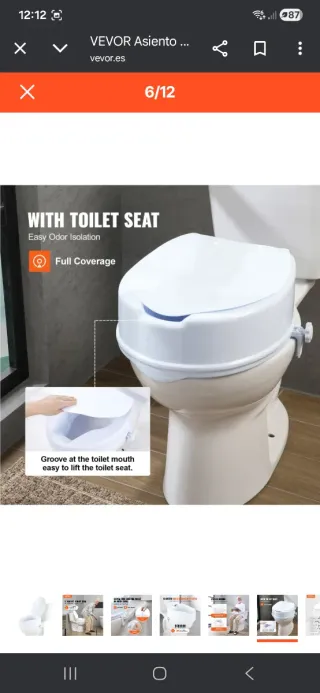 Asiento elevador VEVOR para inodoro