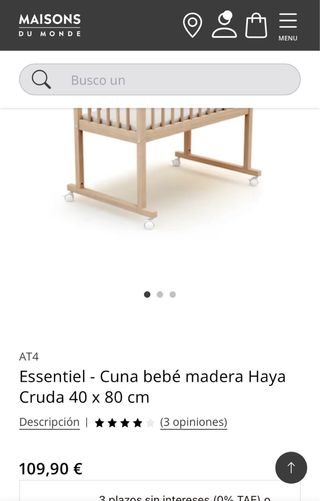 Cuna bebé madera Essentiel 40x80