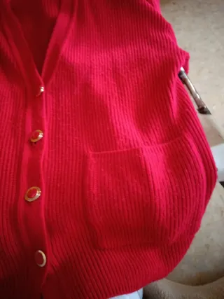 Chaqueta de punto roja mujer
