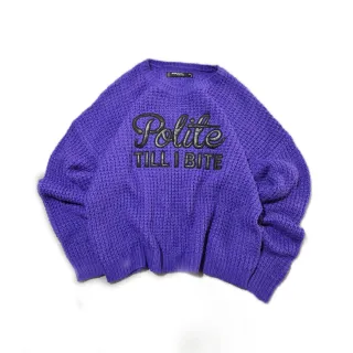 Maglione Viola Polite Till I Bite Taglia M