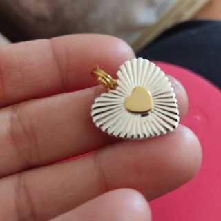 Colgante Corazón Rayas Oro y Plata