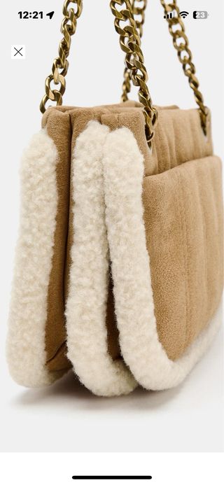 Bolso bandolera Zara piel y borreguito