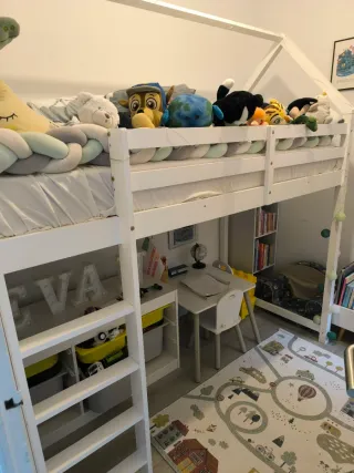 Cama tipo cabaña infantil + colchón
