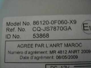 Radio CD / TOYOTA VERSO AUDIO CD MP3 86120-0F060-X9 861200F060X9 CQ-JS7870GA