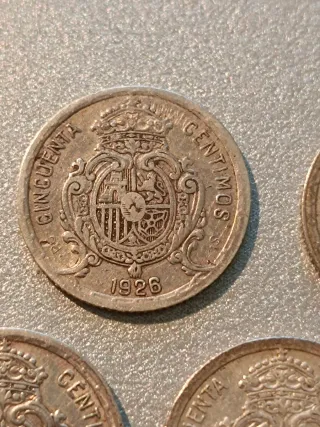 Lote 5 monedas 50 céntimos plata Alfonso XIII 1926