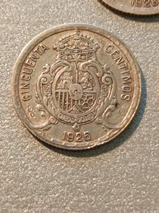 Lote 5 monedas 50 céntimos plata Alfonso XIII 1926