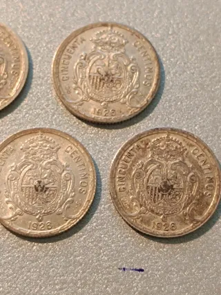 Lote 5 monedas 50 céntimos plata Alfonso XIII 1926