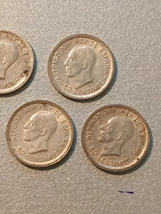 Lote 5 monedas 50 céntimos plata Alfonso XIII 1926