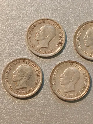Lote 5 monedas 50 céntimos plata Alfonso XIII 1926